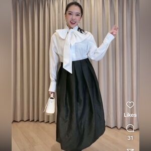 ZARA VOLUMINOUS FLORAL JACQUARD SKIRT